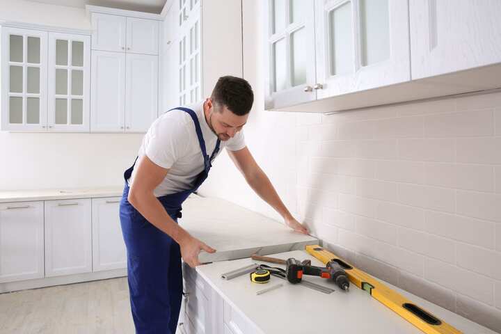 A kitchen countertop made of a durable and stain-resistant material, designed for easy maintenance in Wichita Falls
